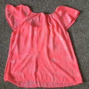 Flirty bright peach summer blouse